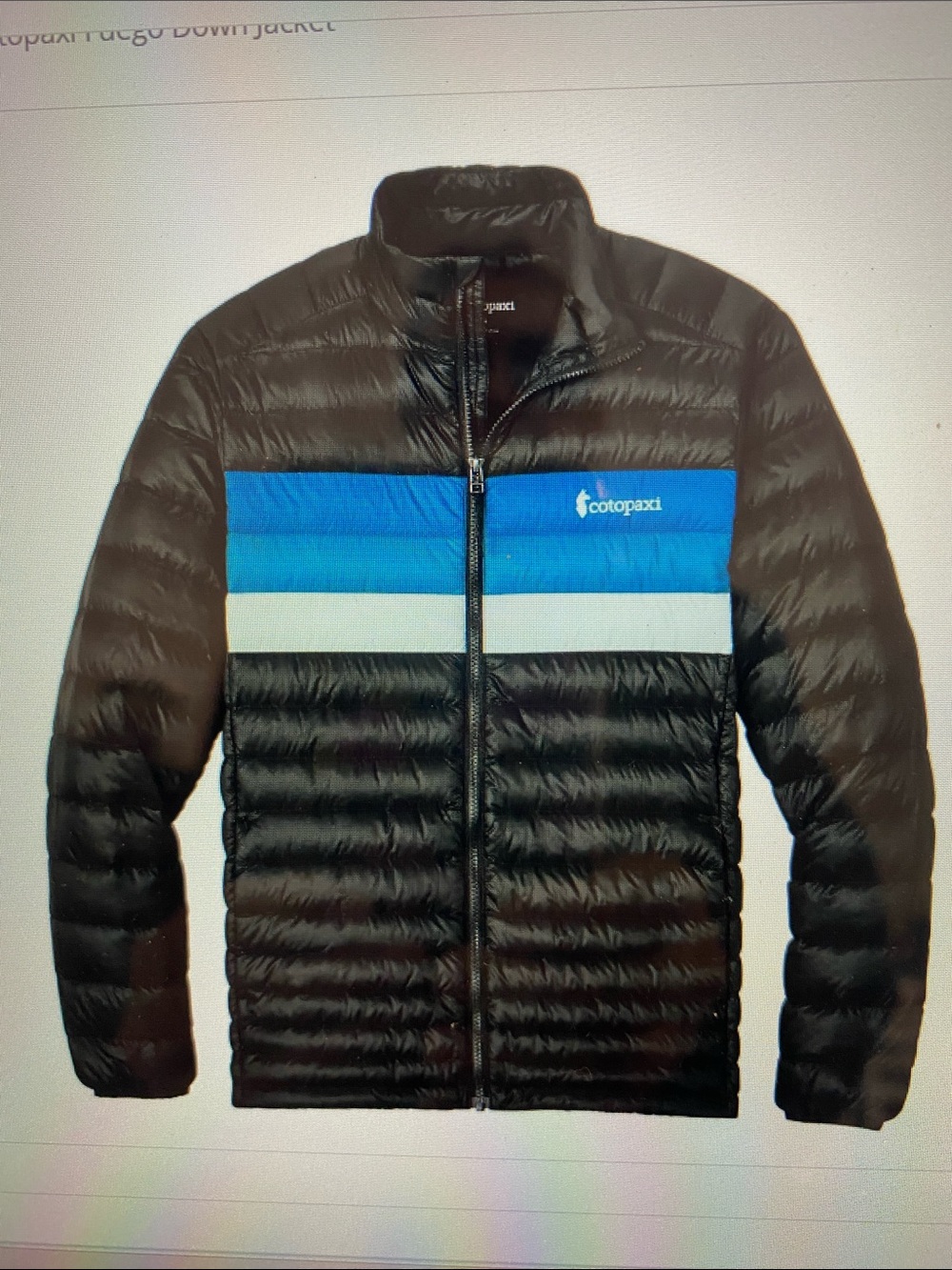 Men’s Cotopaxi Fuego down puffer puffy jacket NWT Black and Blue XL